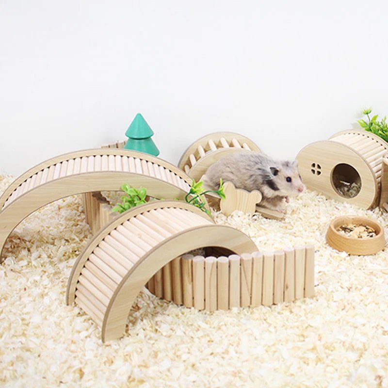 Échelle & Pont en Bois Naturel pour Hamster - AnimaLiv